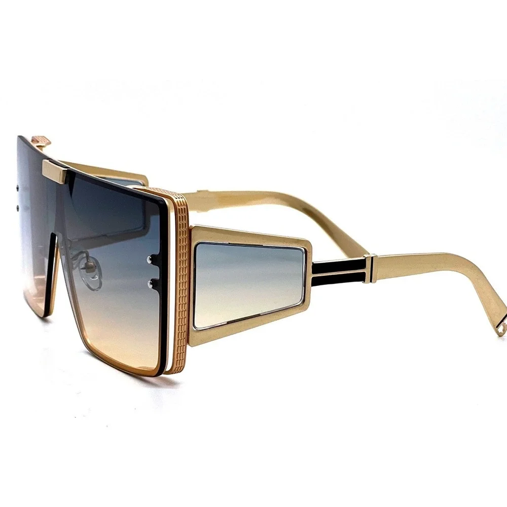 Sunglasses Oversized Designer Green Yellow Lens Sun Glasses Men Lentes Gafas New